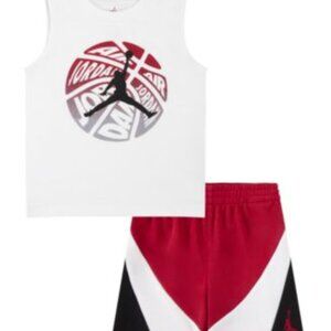 Jordan White Shirt and Red & Black Shorts 2-pc Set - Retail $44